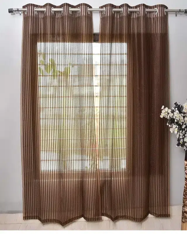 Polyester Door & Window Curtains, Brown, 5 feet