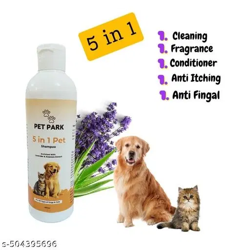 Pet Park 5 in 1 Pet Shampoo and Conditioner | Anti-Tick,Anti-Itch, Shed Control,Dry Shampoo for Puppy,Labrador, Golden Retriever, Shih Tzu | Tick and Flea Dog Shampoo | 250ml |