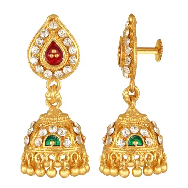Oxidised Alloy Gold Plated Earrings for Women, Set of 1 (Gold)