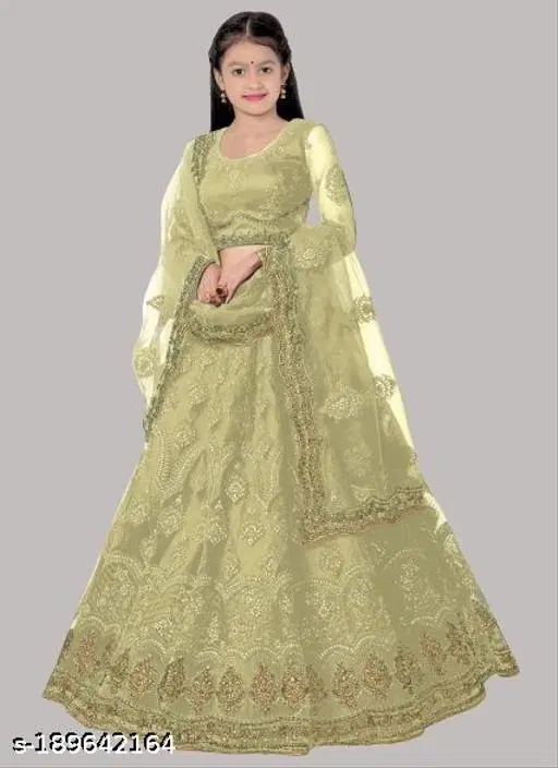 Lehenga Choli for Women (Green, 11-12 Years)