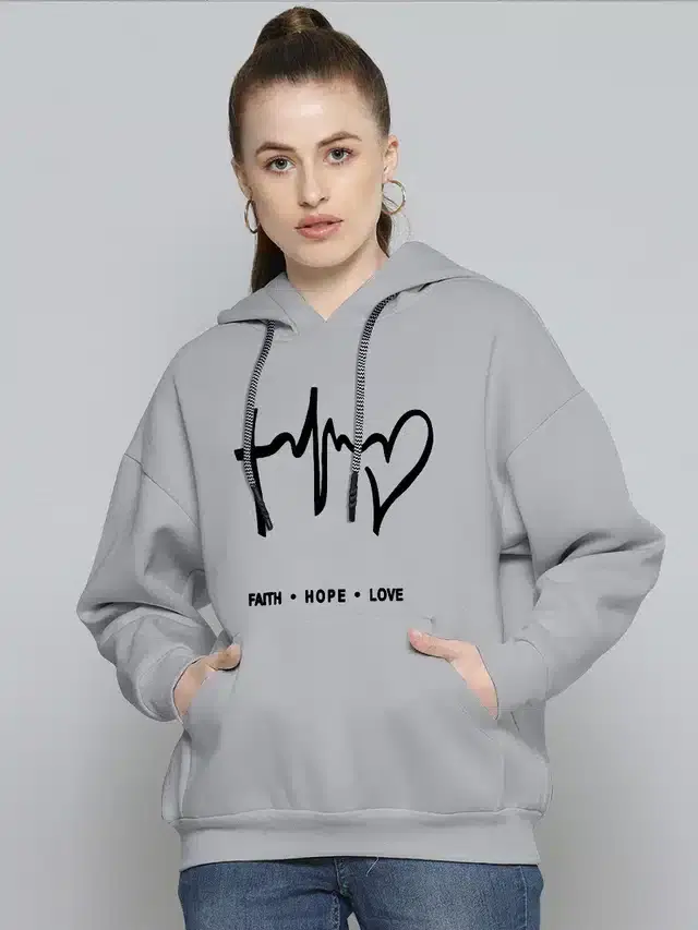 Hooded Sweatshirt for Girls (Grey, S)