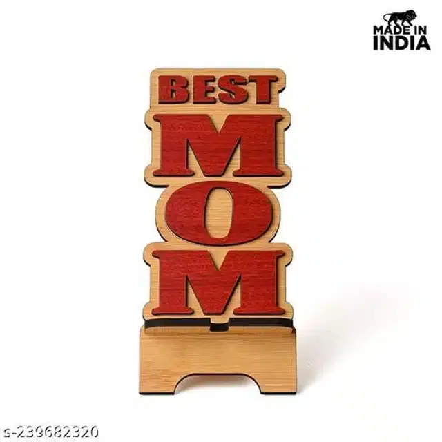 Wooden Mobile Stand, Red & Brown