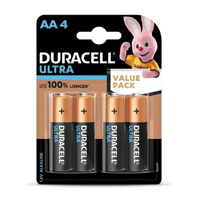 DURACELL Ultra Alkaline AA Battery, Pack of 4