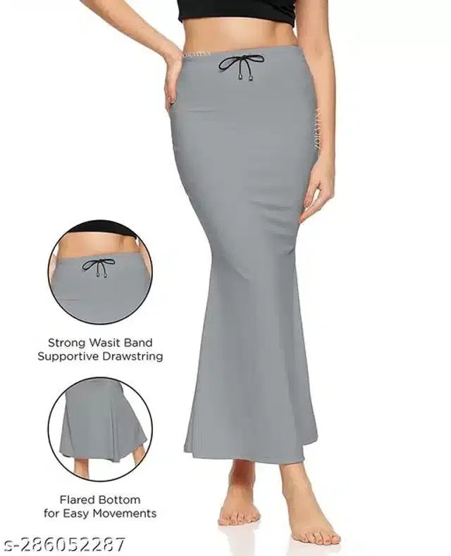 Lycra Saree Shapewear for Women (Grey, S)
