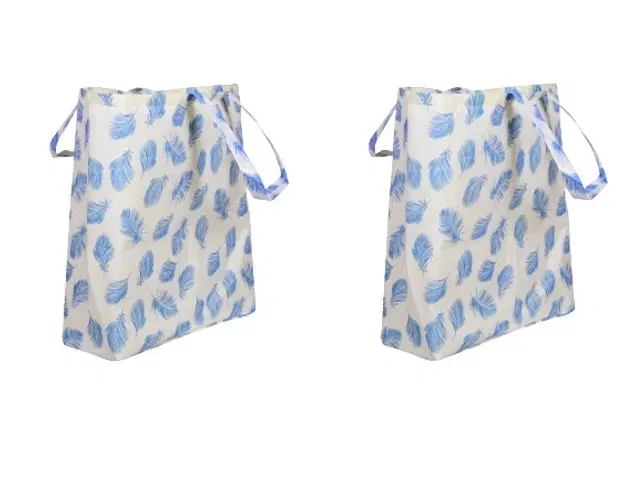 Canvas Shopping Tote Bags, Blue, Pack of 2