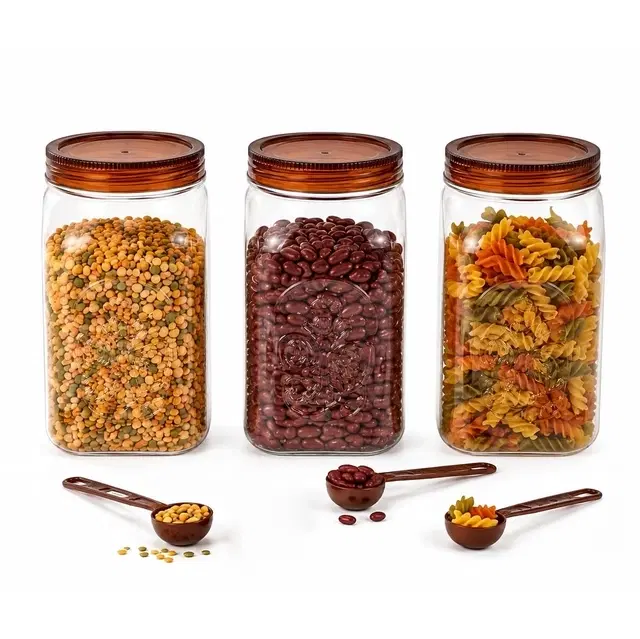 Cello Retro Jar, 750 ml X 3, Maroon | Pack Of 3 | Airtight & Leak-Resistant | Stackable Space-Saving Design