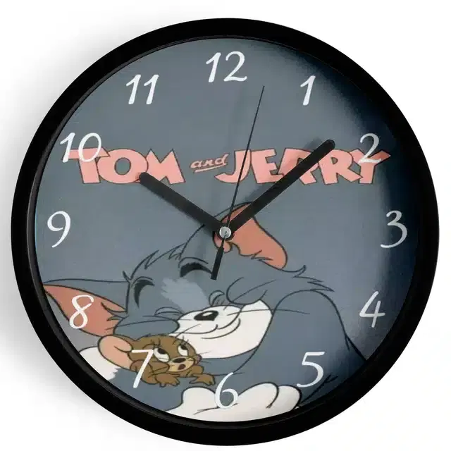 Analog Tom & Jerry Wall Clock for Home, Black, 7 Inches