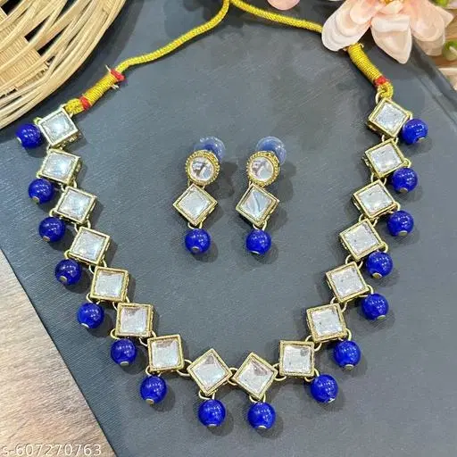 Kundan Necklace  for Women, Blue