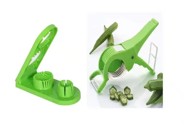 Multi Segment 2 In 1 Egg Cutter & Vegetable Cutter, Set of 2, Green
