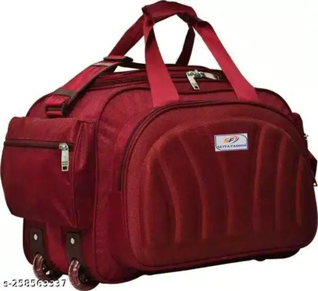 Nylon Strolley Duffel Bag, Maroon, 60 L