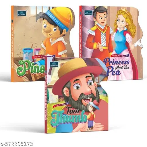 Fairy Tale Shaped Board Book | Pinocchio, The Princess and the Pea, and Tom Thumb | for kids | classic story books | (Set of 3)