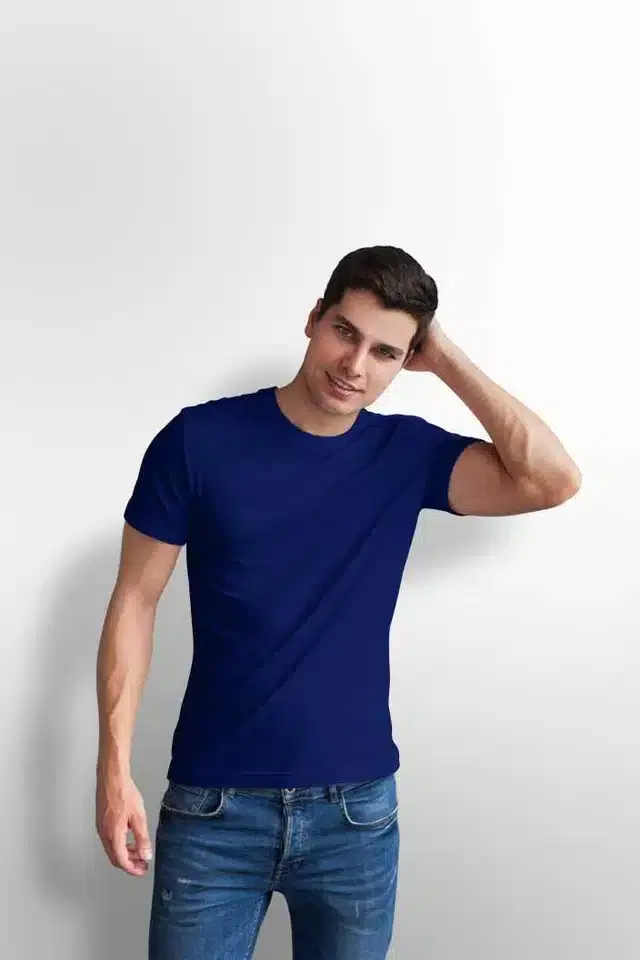 Half Sleeves T-Shirt for Men (Navy Blue, M)
