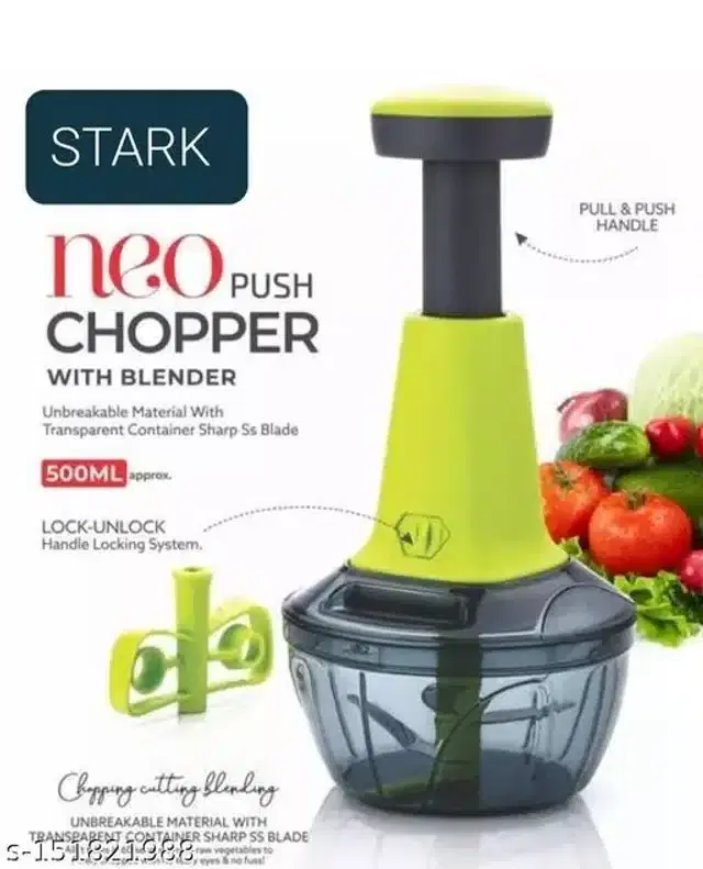 Hand Press Chopper with Lock & Unlock System, 550 ml