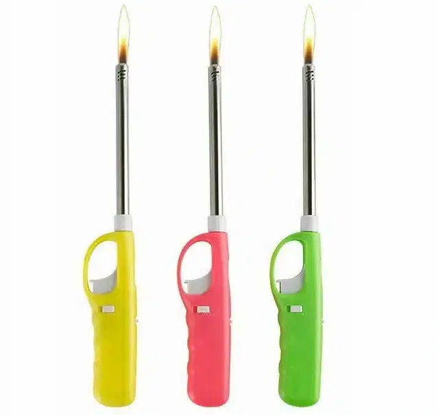 Stainless Steel Refillable Gas Lighter, Multicolor, Pack of 3