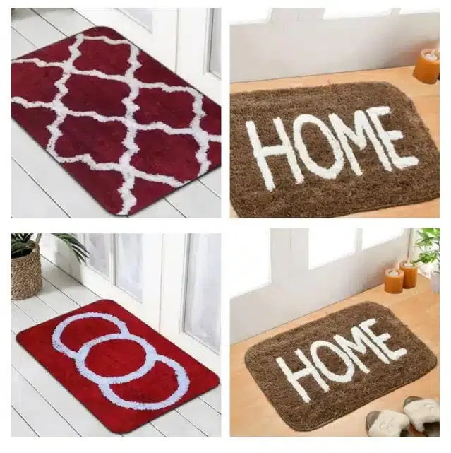 Cotton Printed Door Mats, Pack of 4, Multicolor, 16x24 Inches