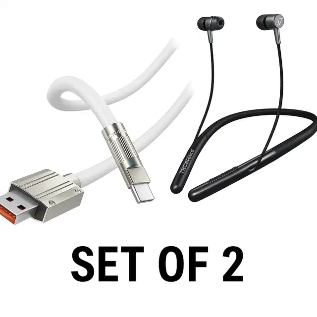 Platinum Series Neckband  + USB Type C Cable 5 A 1 m ( Set of 2)