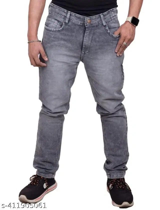 Denim Slim Fit Jeans for Men (Grey, 30)