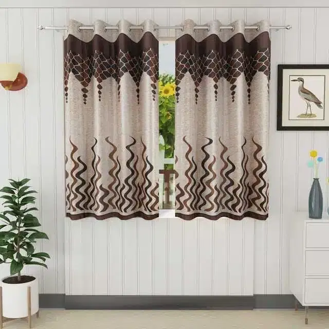 Window Curtain, Pack of 2, Brown, 4X5 Feet