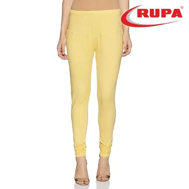 Rupa Cotton Lycra  CHURIDAR LEGGINGS for women, Lemon Yellow, Free Size