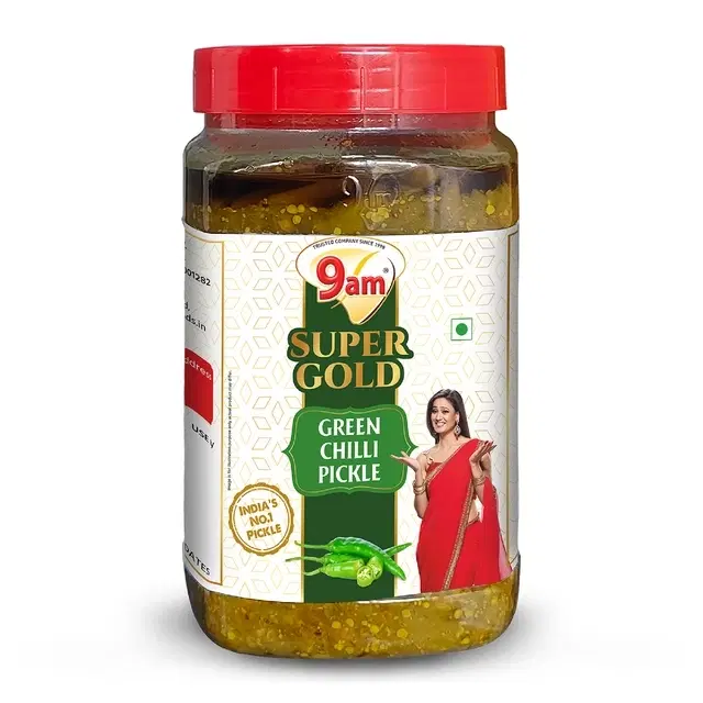 9 Am Super Gold Green Chilli Pickle 900 g