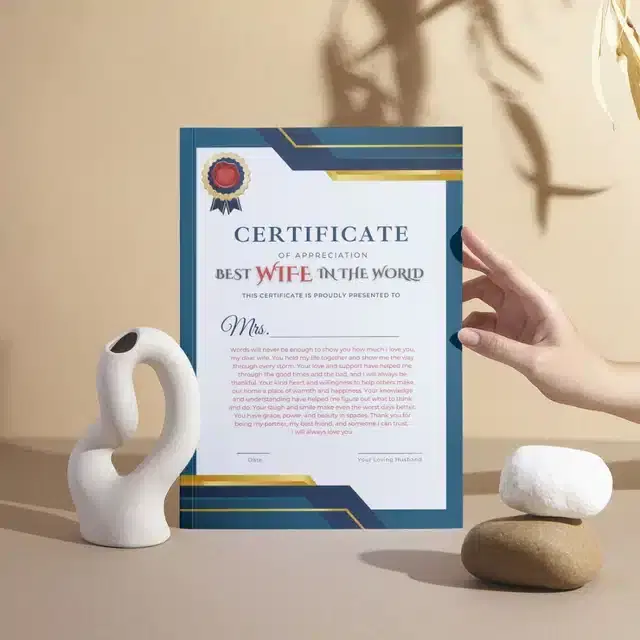 World Best Wife Certificate, Multicolor