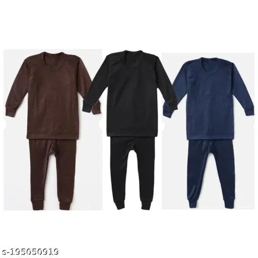 Woolen Thermal Set for Kids, Set of 3 (Multicolor, 0-3 Months)