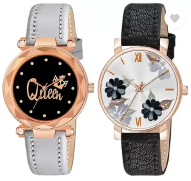 Analog Watch for Women & Girls, Pack of 2 (Multicolor)