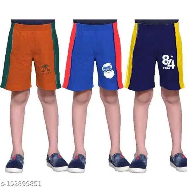 Cotton Shorts for Boys, Pack of 3 (Multicolor, 9-10 Years)