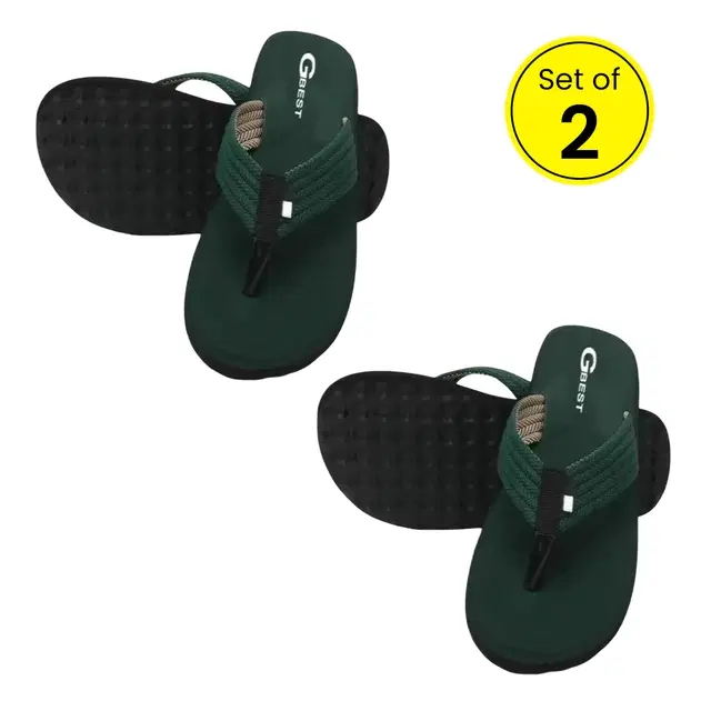 Extra Comfort Slippers for Men Pack of 2, Green (10)