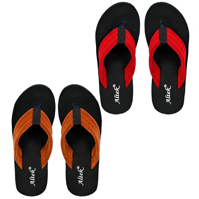 Flip-Flops for Women, Pack of 2 (Multicolor, 3)