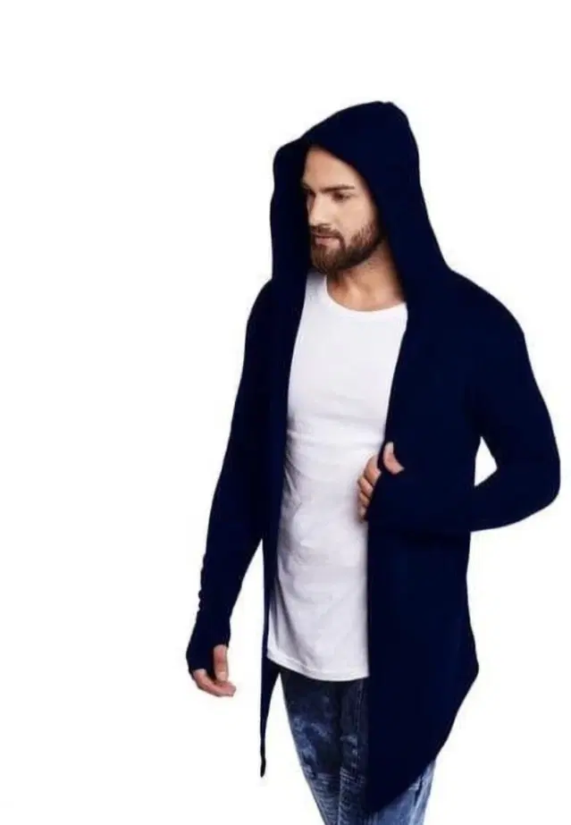 Cotton Blend Shrug for Men (Blue, XXL)