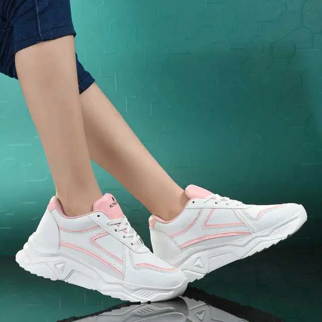 Sport Shoes for Women (White & Pink, 4) (MSDO-74)