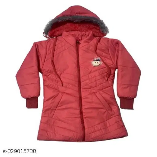 Polyester Jacket for Girls (Red, 18-24 Months)