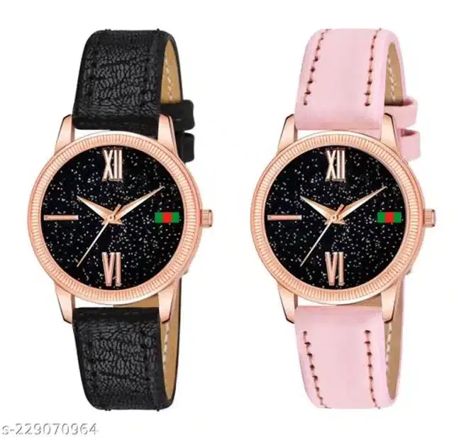 Analog Watch for Women, Pack of 2 (Multicolor)