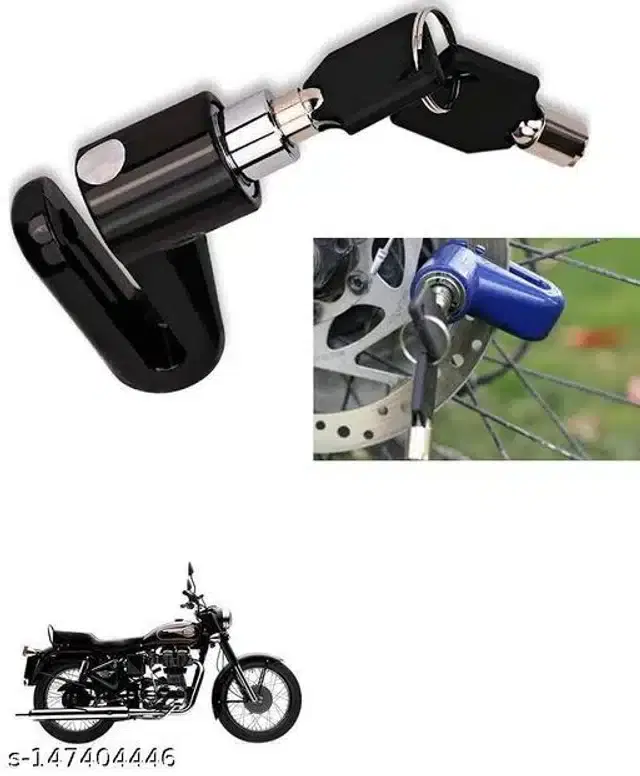 Disc Brake Lock for Royal Enfield Bullet 350, Black & Silver