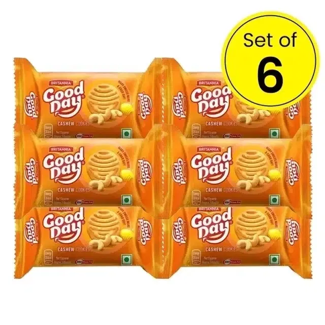 Britannia Good Day Cashew Cookies 6X60.1 g (Pack Of 6)