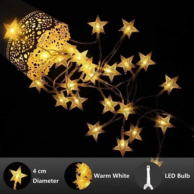 16 LEDs 2.5 m Yellow Star Shape Fairy Light