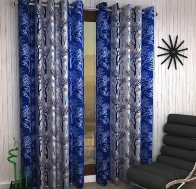 Curtains for Window, Blue, 5 feet, Pack of 2