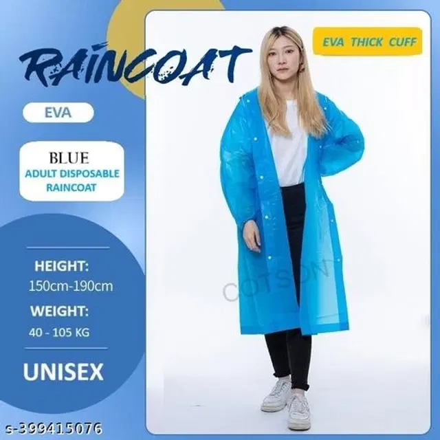 Polyester Rain Coat for Men & Women, Sky Blue, Free Size