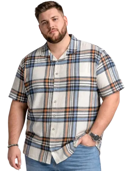 Cotton Blend Printed Shirt for Men, Beige (3XL)