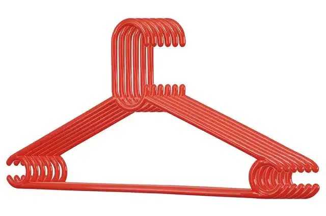 Plastic Clothes Hangers for Wardrobe, Red, Pack of 6