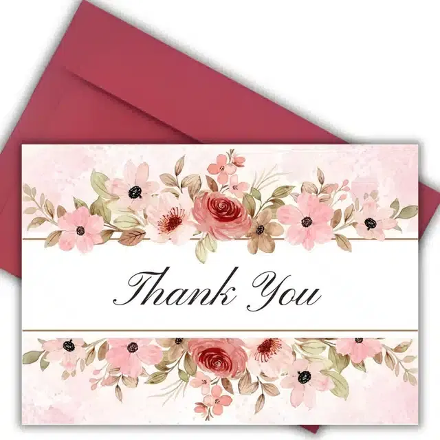 Thank You Printed Card with Envelope, Multicolor