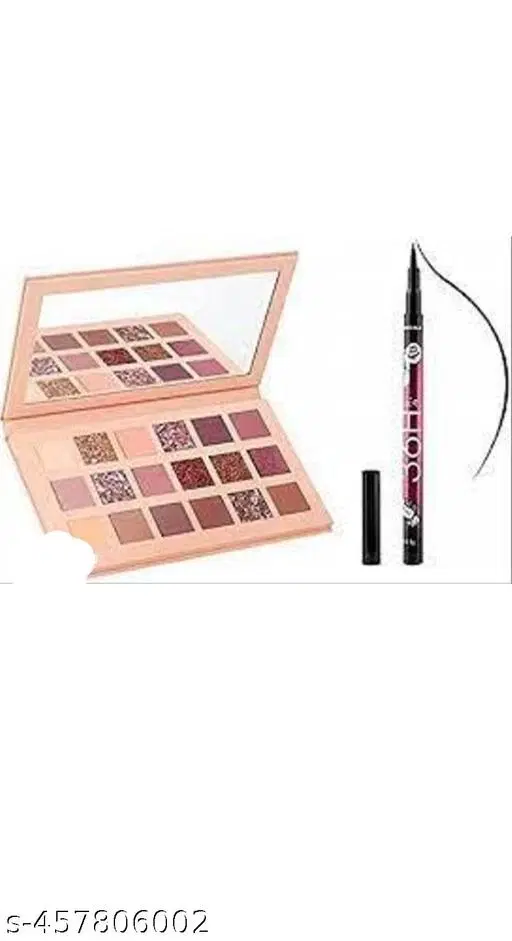 18 Color Eye Shadow Palette with 36H Eyeliner, Multicolor, Set of 2