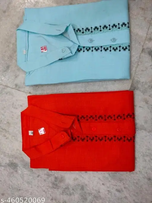 Cotton Solid Kurta for Men, Blue & Red, Pack of 2 (M)