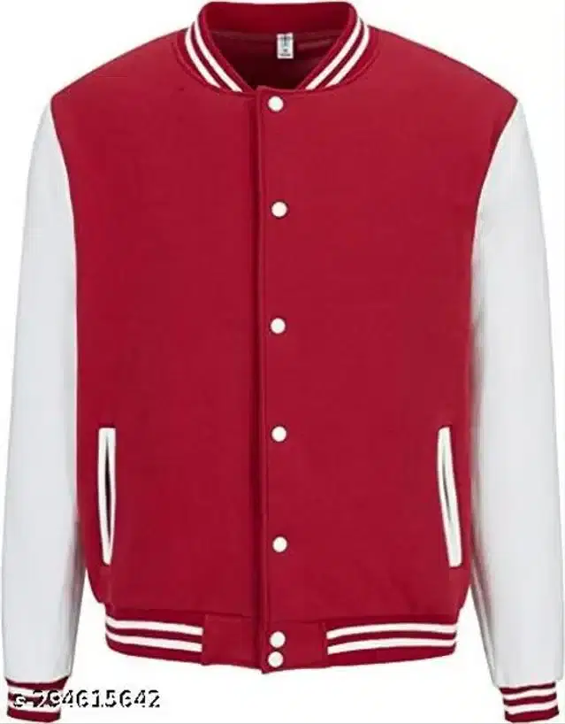 Full Sleeves Jacket for Men (Maroon & White, S)