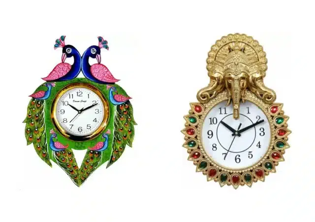 Designer Wall Clocks, Multicolor, Pack of 2