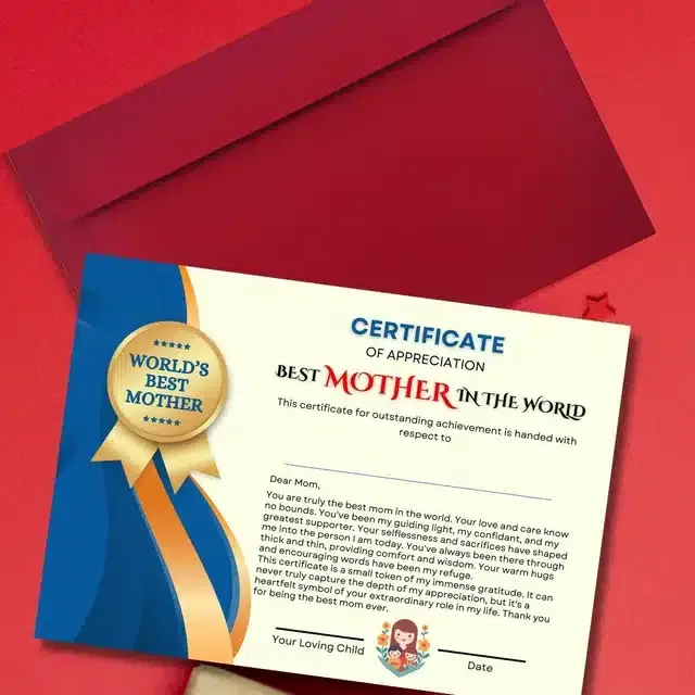 Best Mother Certificate, Multicolor