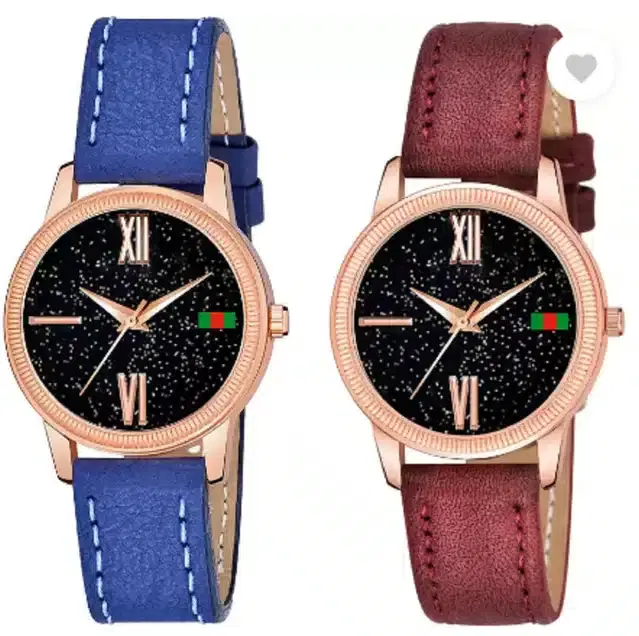 Analog Watch for Women, Pack of 2 (Multicolor)