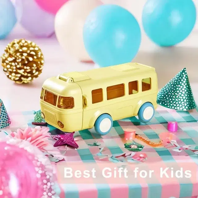 Plastic Bus Shape Sipper Bottle for Kids, Multicolor (1000 ml)