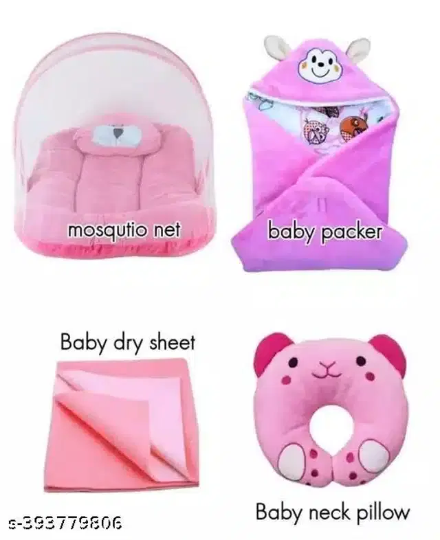 Combo of Baby Sleeping Set, Pink, Set of 4
